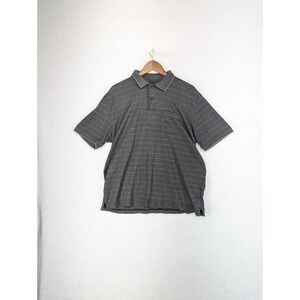 Van Heusen Micro Touch Men's‎ Gray Plaid Polo Casual Golf Large